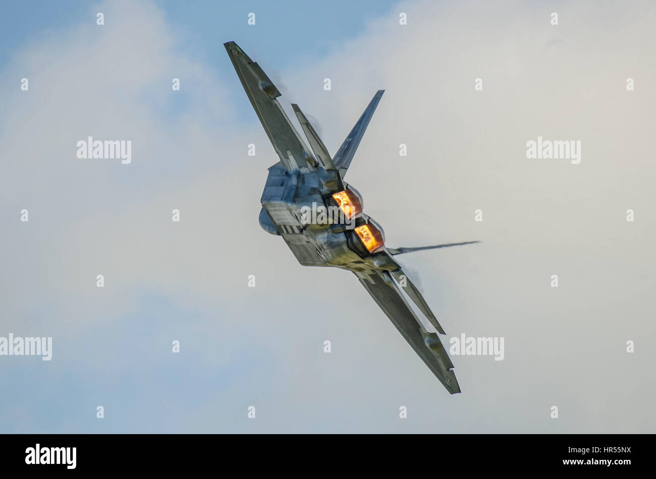 Lockheed Martin F22 Raptor stealth fighter at the Flying Legends Air Show at IWM Duxford Stock Photo