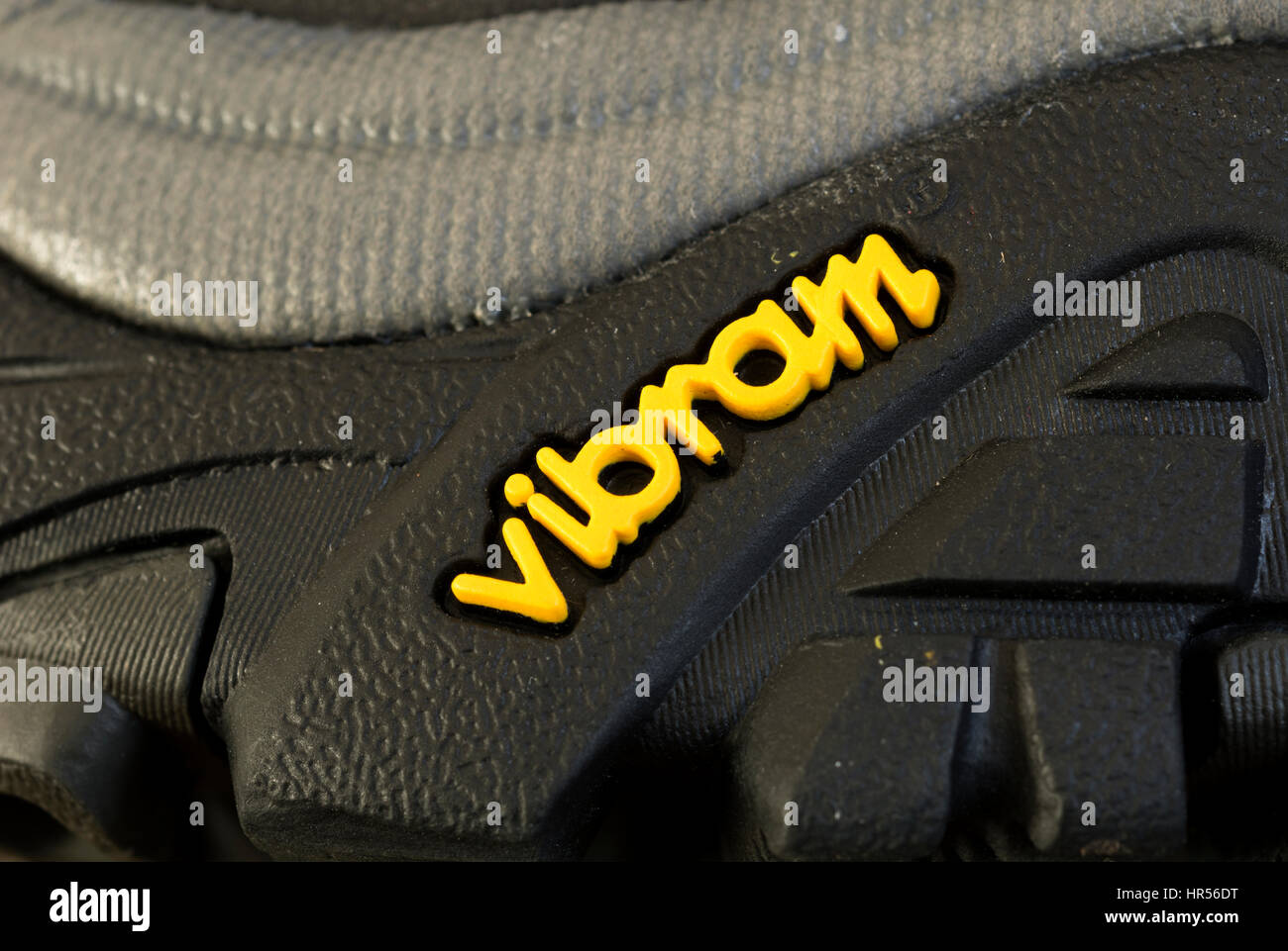 Vibram label on a Merrell walking shoe 