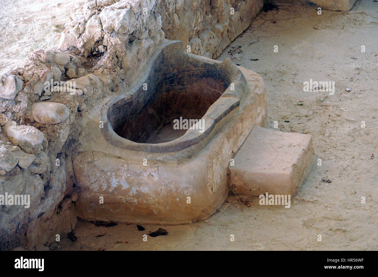 The bath Nestor's palace where, accorning to Homer, Polycaste, daughter of King Nestor bathed Telemachus, the son of Odysseus. Stock Photo