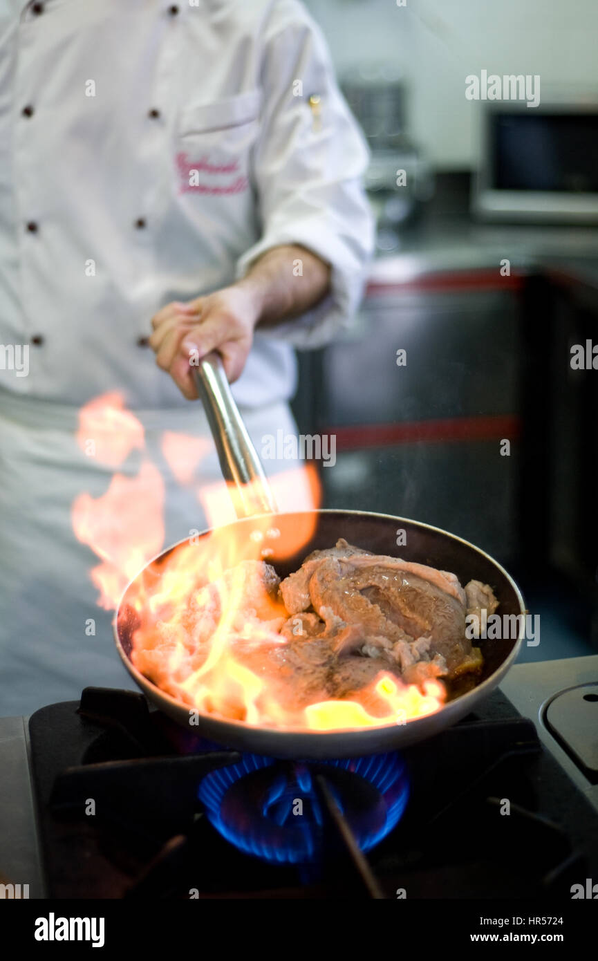 Istituto alberghiero Gattinara, chef at work Stock Photo