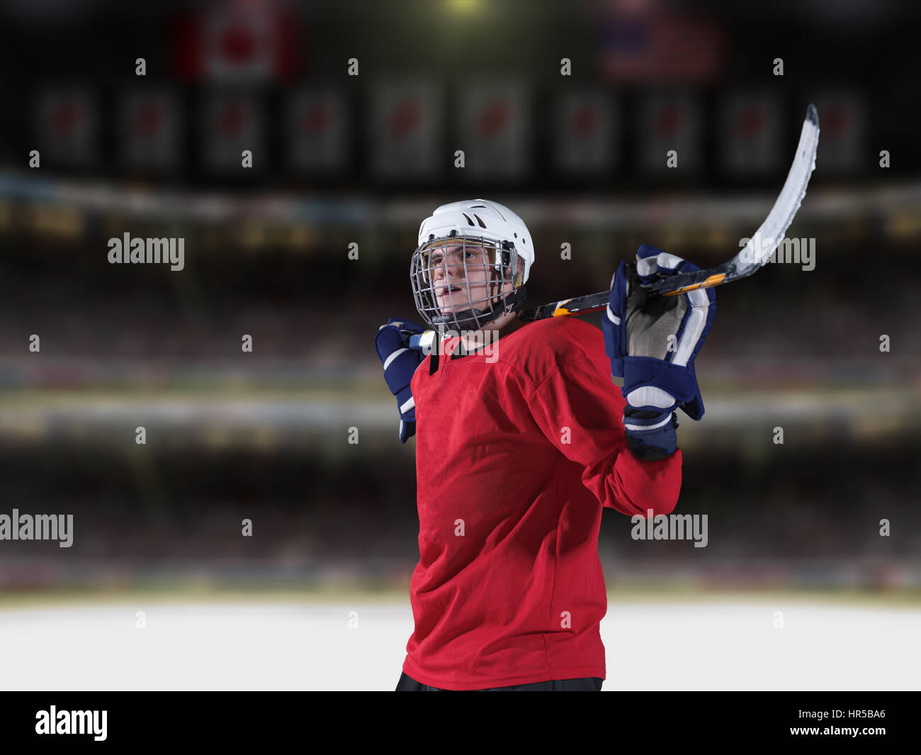 young ice hockey player portrait on a match Stock Photo Alamy