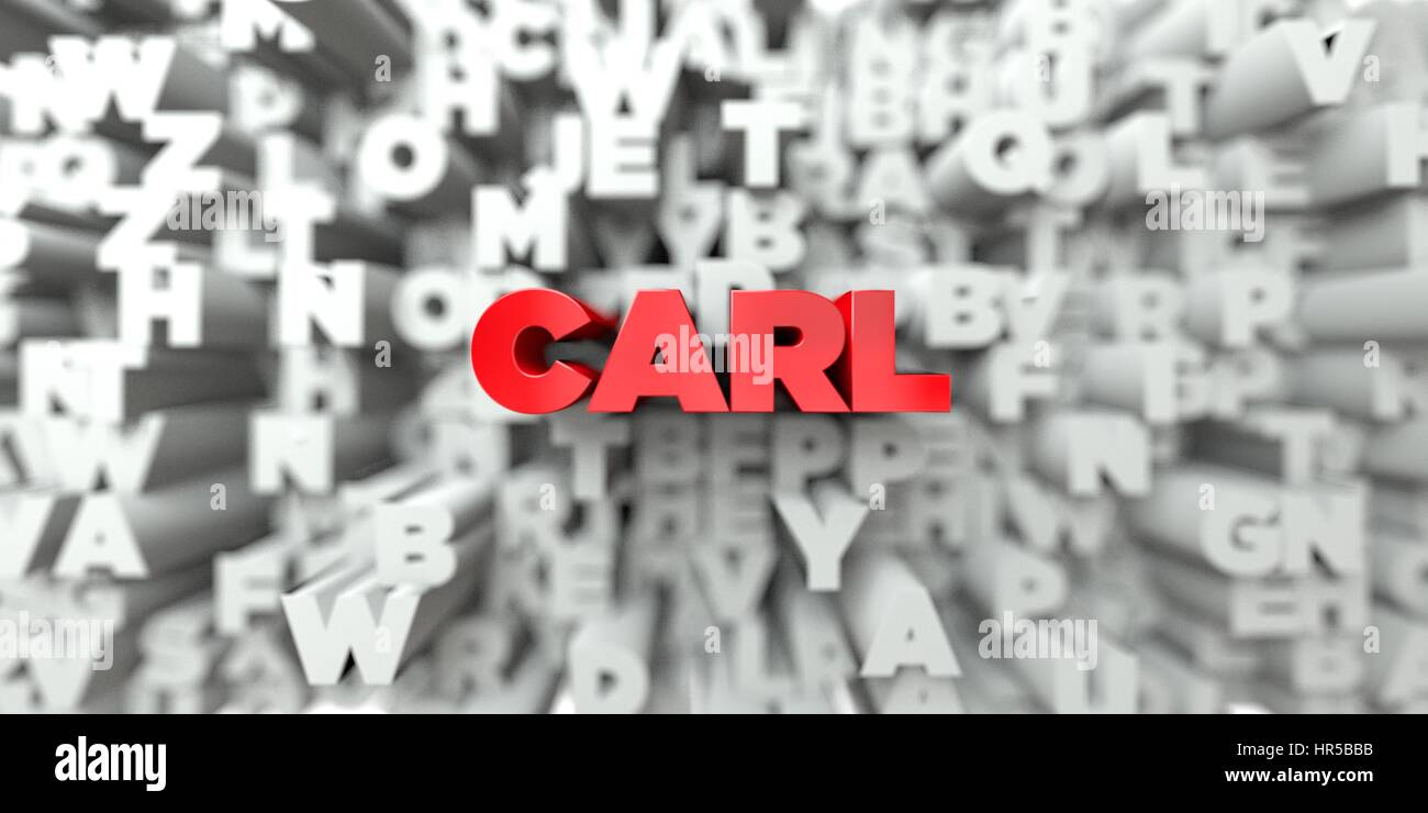 CARL - Red text on typography background - 3D rendered royalty free ...