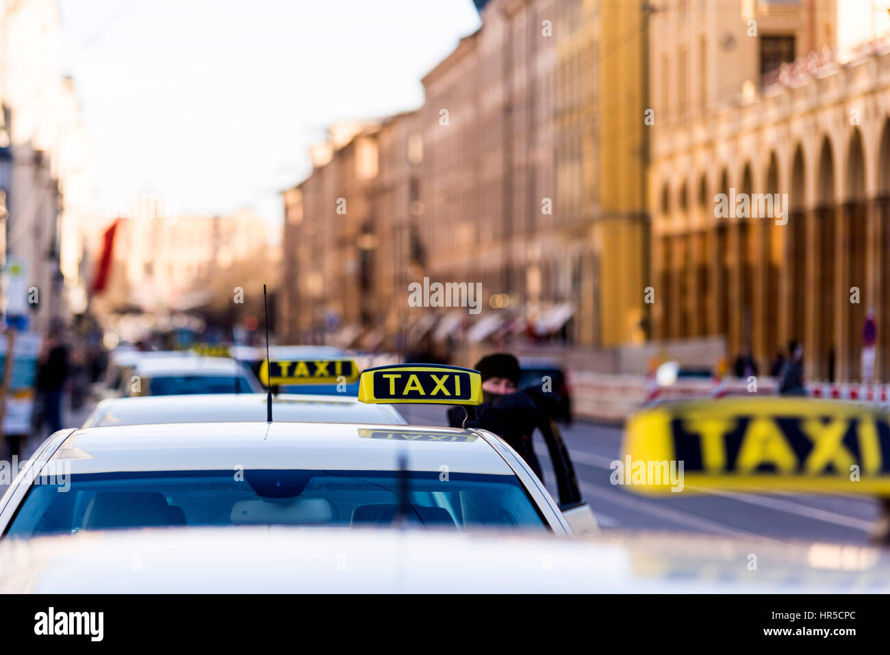 Taxis on Maximilianstraße, München, Germany Stock Photo