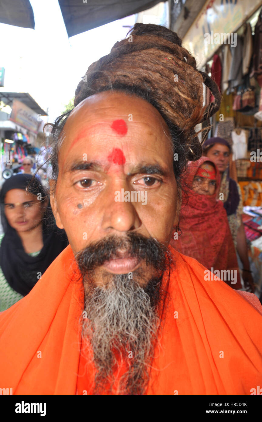 Indian Baba, Swami, Sadhu, Holyman, Saddhu in front of temple in ...
