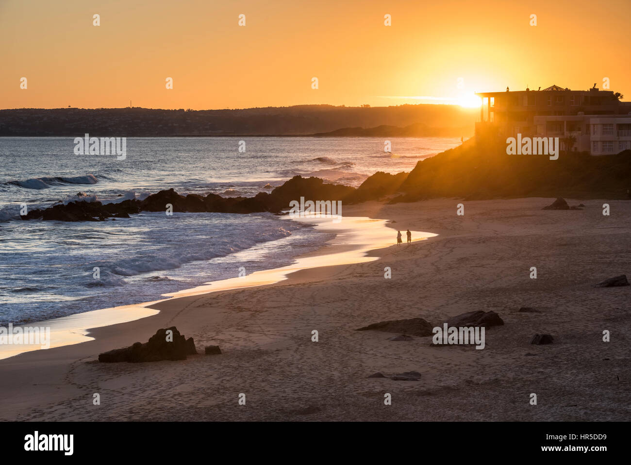 Sunset over Keurboomstrand Beach, Western Cape, South Africa Stock Photo