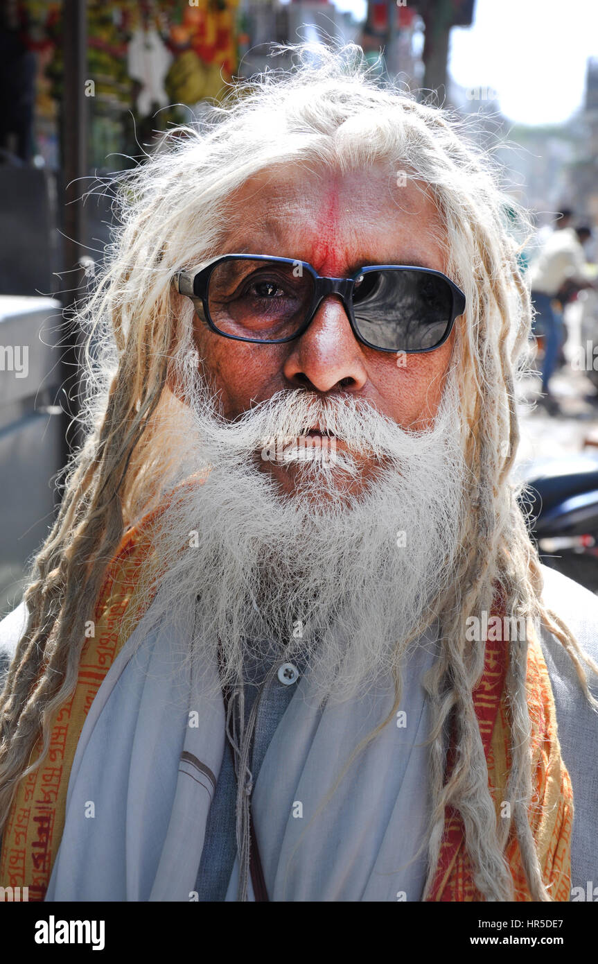 Indian Baba, Swami, Sadhu, Holyman, Saddhu in front of temple in ...