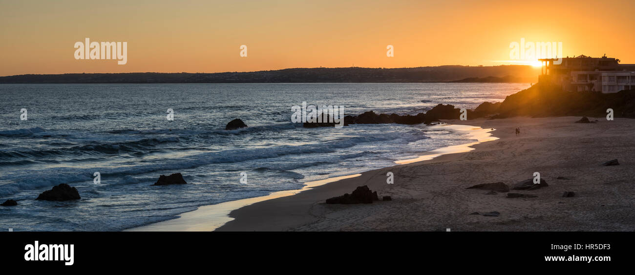 Sunset over Keurboomstrand Beach, Western Cape, South Africa Stock Photo