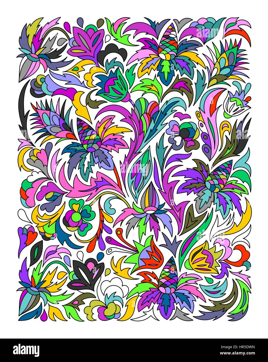 Ethnic colored floral zentangle, doodle background pattern rectangle in  vector Stock Vector Image \u0026 Art - Alamy, image size:1031x1390