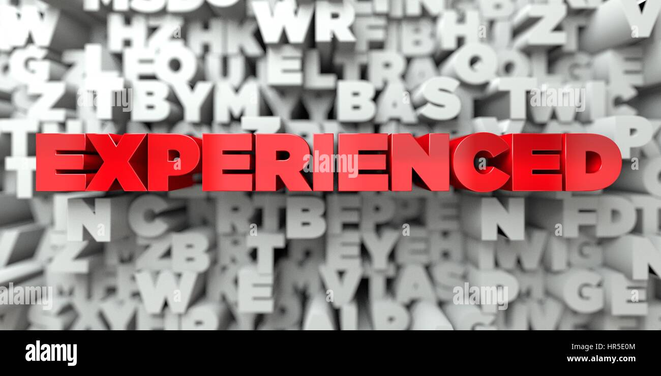 EXPERIENCED Red text on typography background 3D rendered royalty EXPERIENCED Red text on typography background 3D rendered royalty