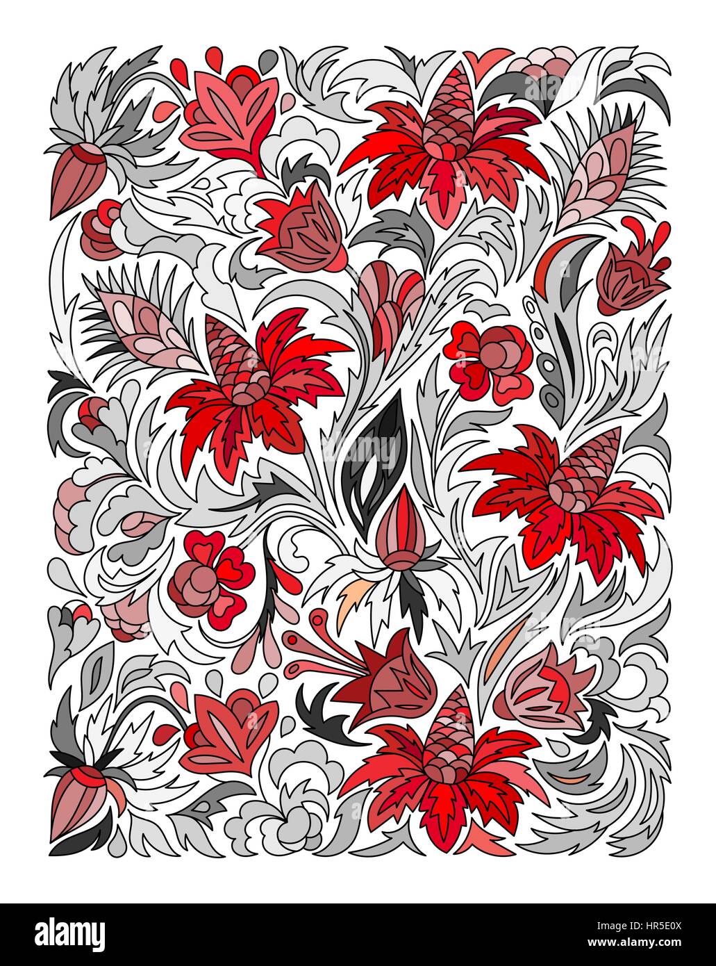 Ethnic colored floral zentangle, doodle background pattern rectangle in  vector Stock Vector Image \u0026 Art - Alamy, image size:1031x1390