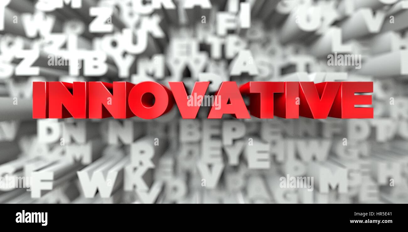 Red Letters Innovations INNOVATIVE - Red text on typography background - 3D rendered royalty ...