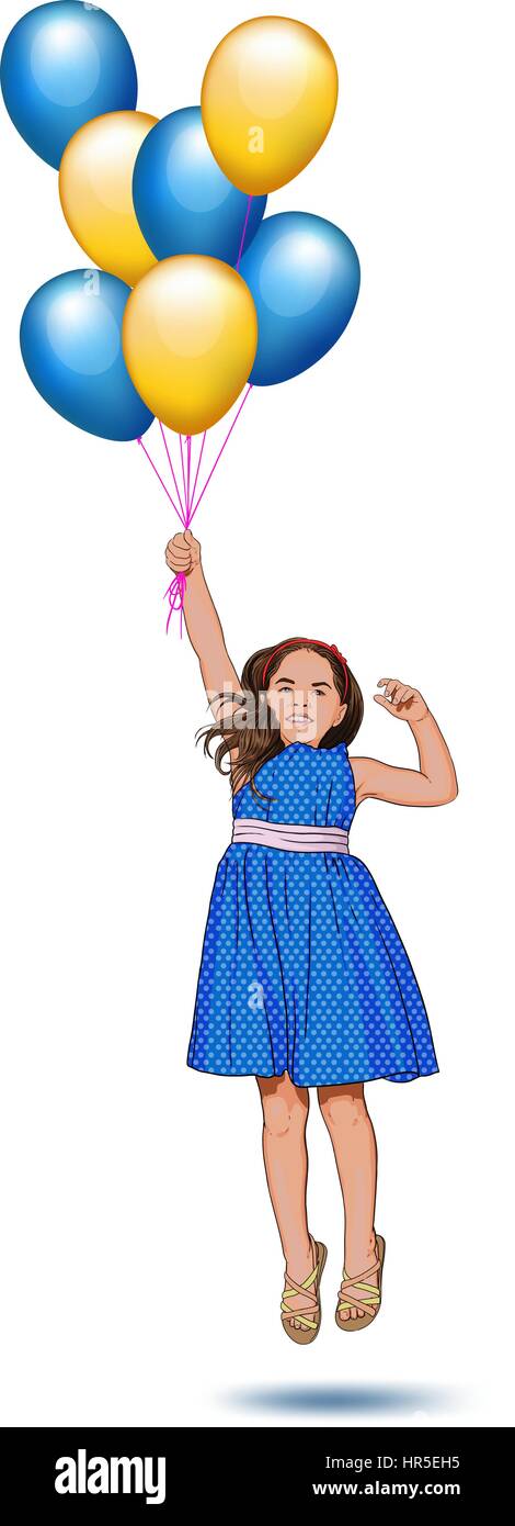little girl with balloons Stock Vector Image & Art - Alamy