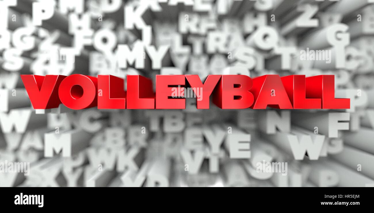 VOLLEYBALL - Red text on typography background - 3D rendered royalty free stock image