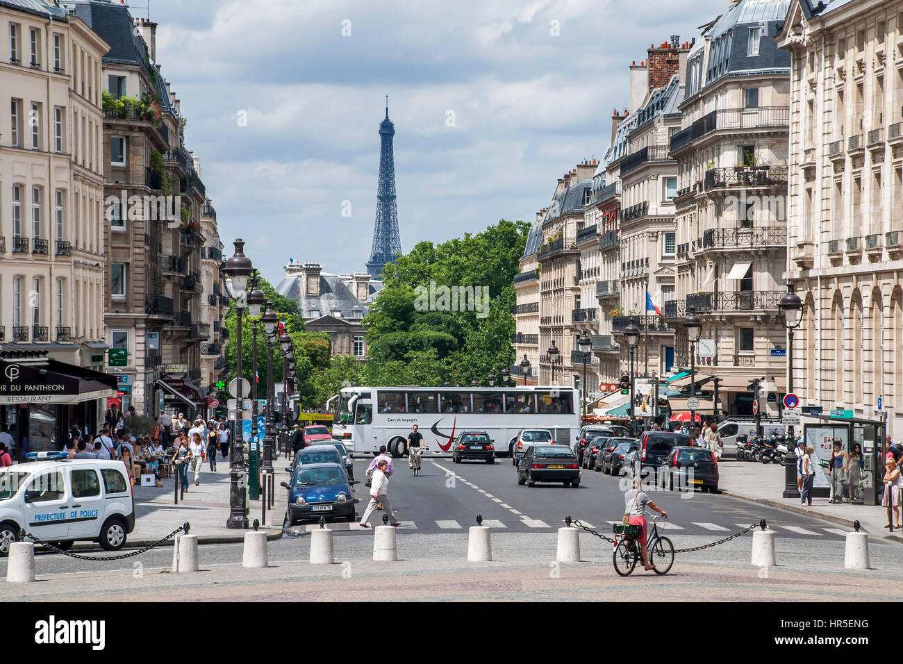 Paris Streets With The Eiffel Tower On The Background Photographed In Paris France Stock Photo Alamy