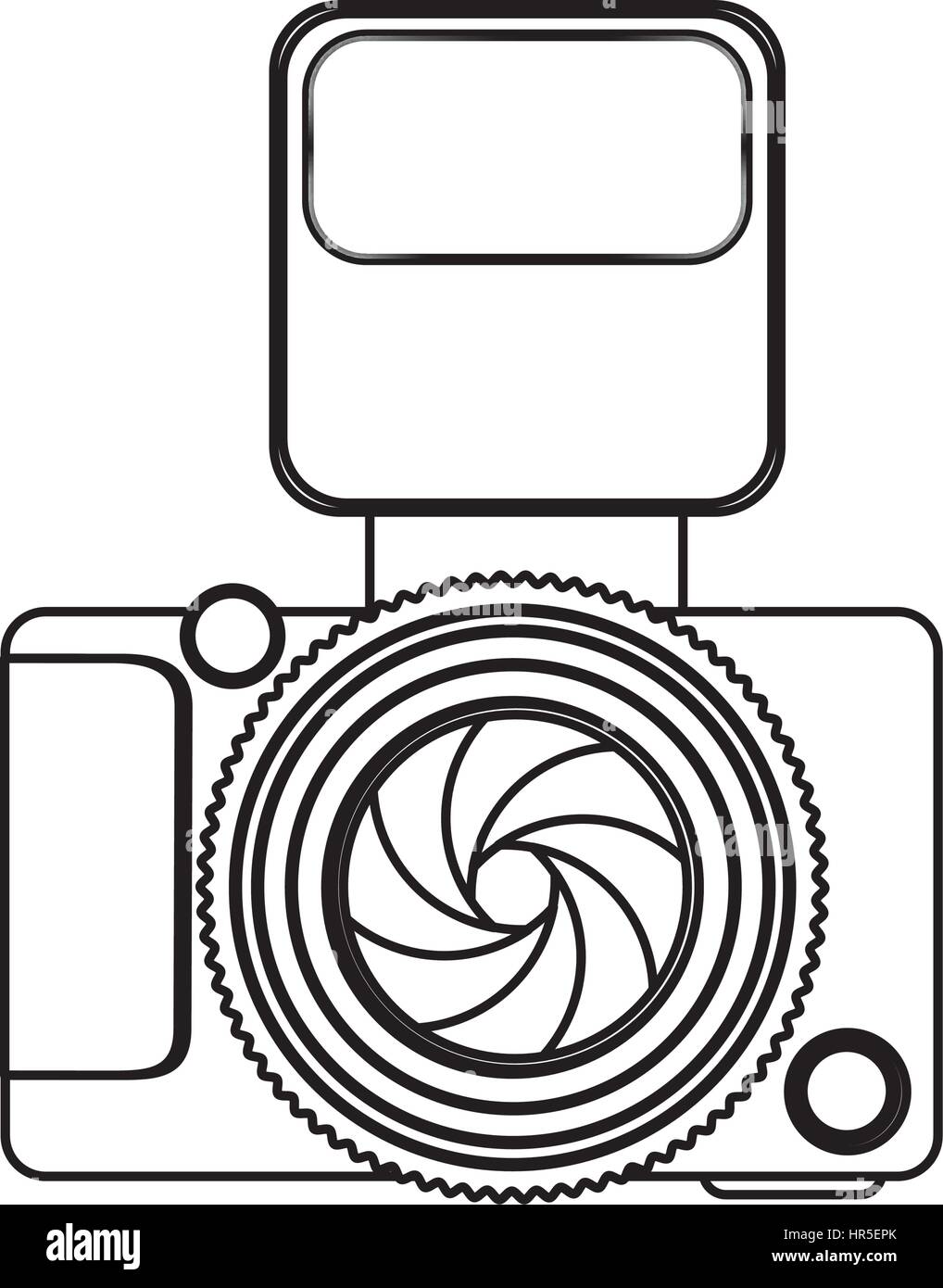 monochrome contour of analog camera with flash light Stock Vector Image