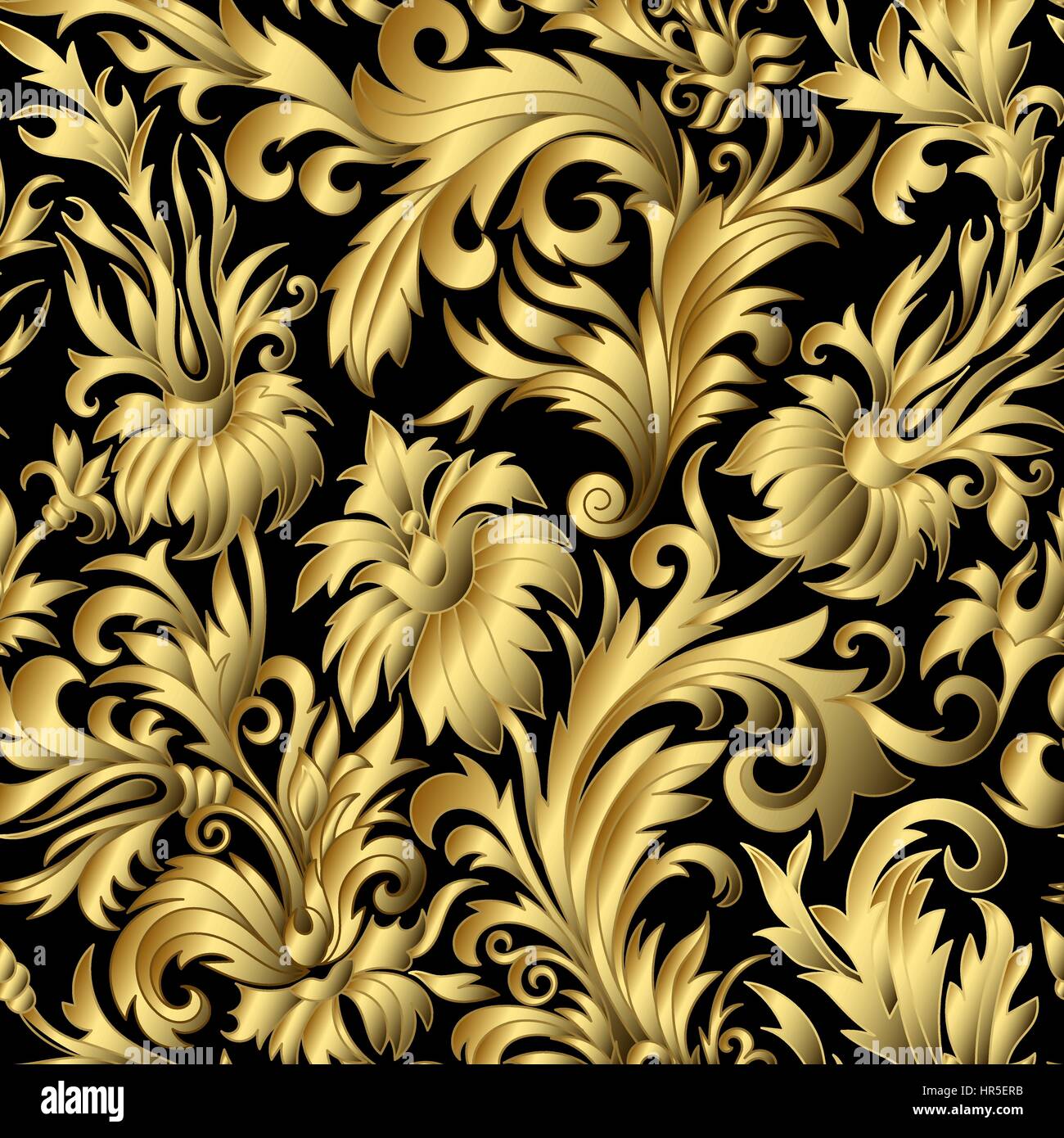 Gold damask ornaments seamless Stock Vector Image & Art Alamy