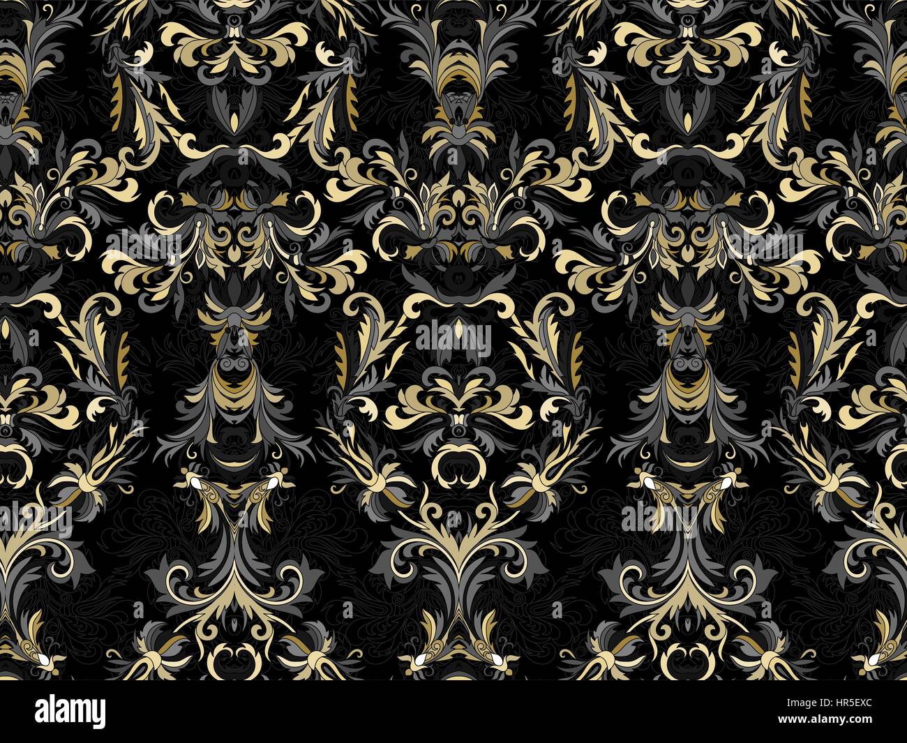 Luxury floral damask wallpaper. Seamless pattern background. Vector ...