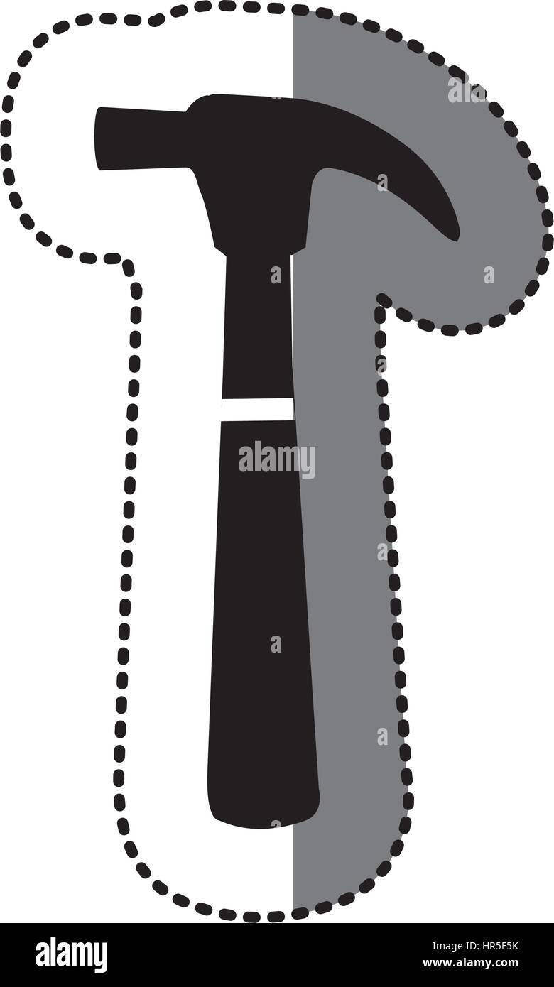 sticker black silhouette with hammer tool Stock Vector Image & Art - Alamy