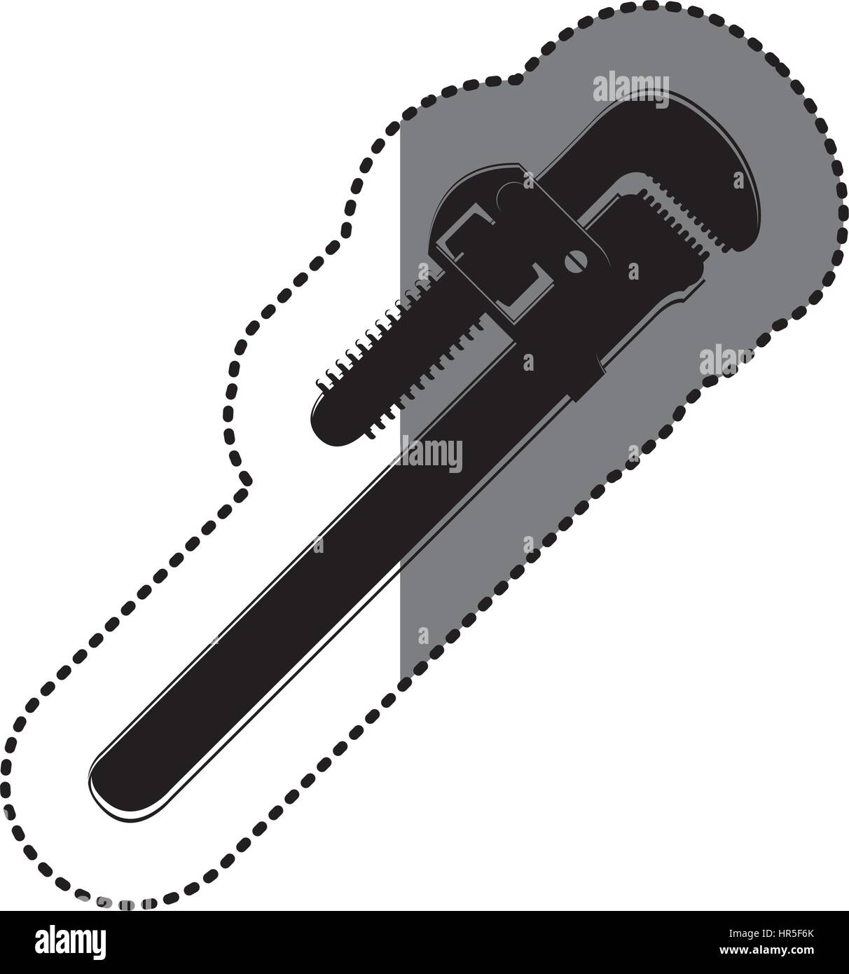 sticker black silhouette with pipe wrench tool Stock Vector Image & Art