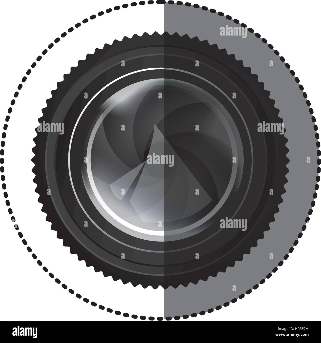 sticker realistic silhouette color with analog camera lens Stock Vector ...