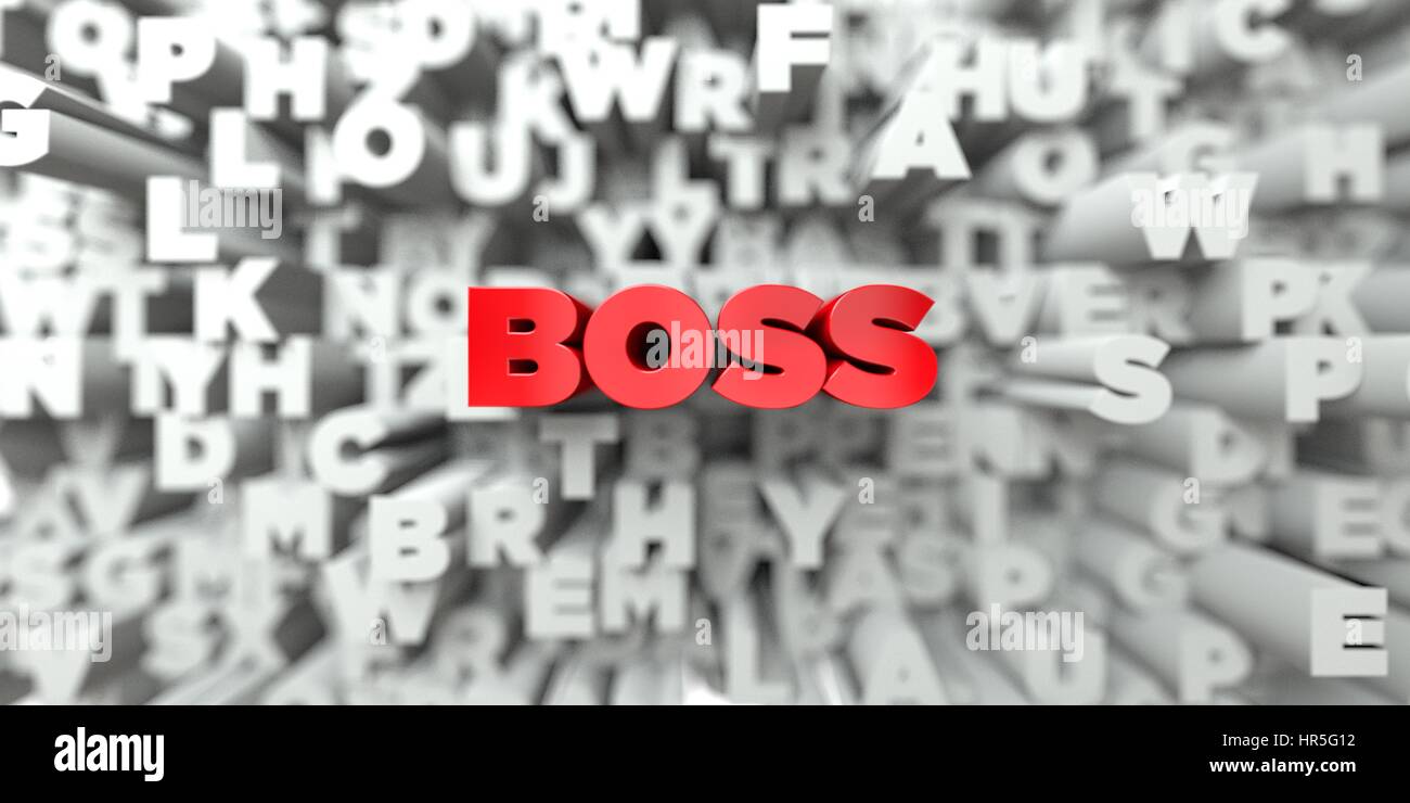 BOSS - Red text on typography background - 3D rendered royalty free ...