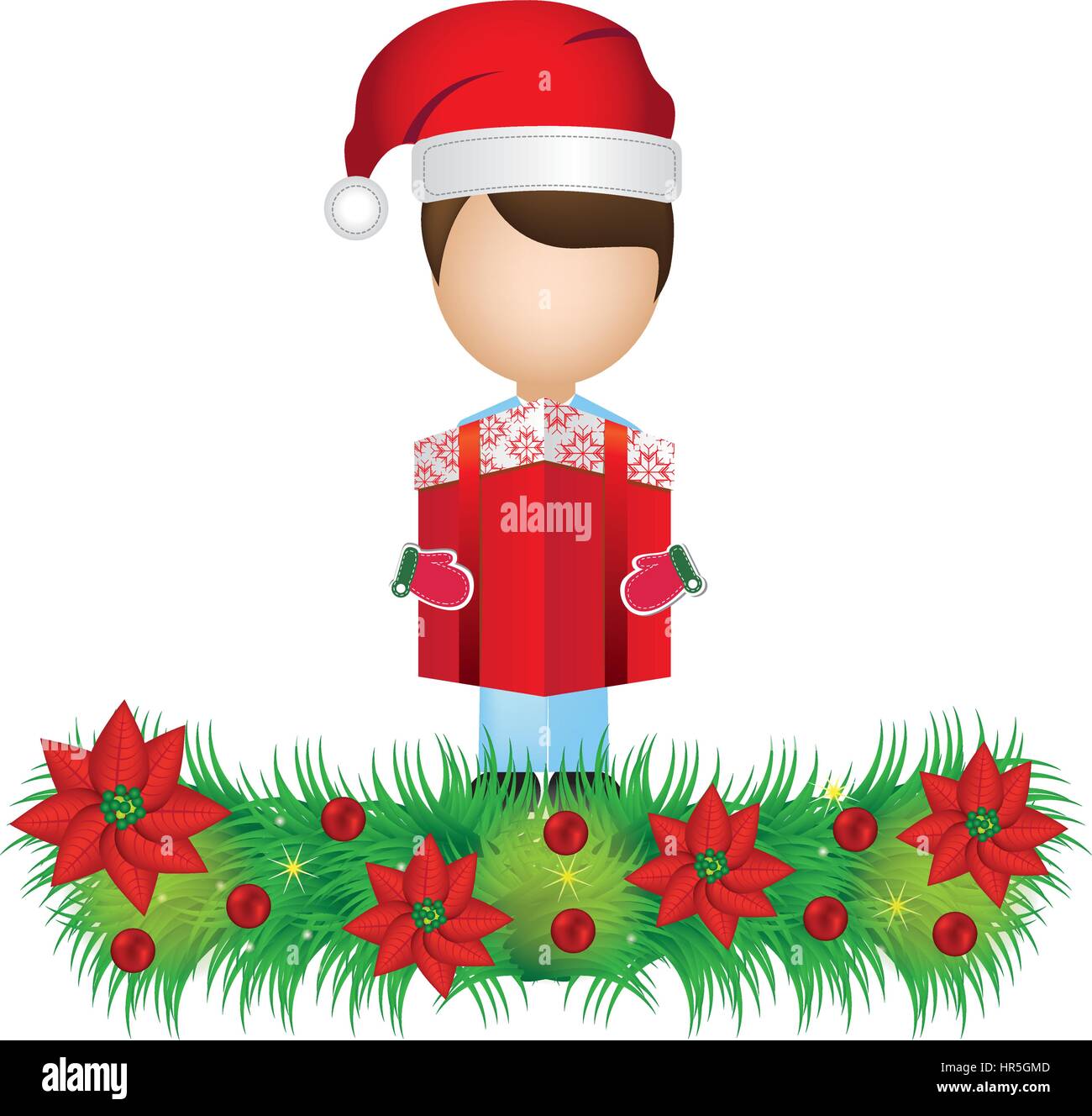 Boy holding flowers Stock Vector Images - Alamy