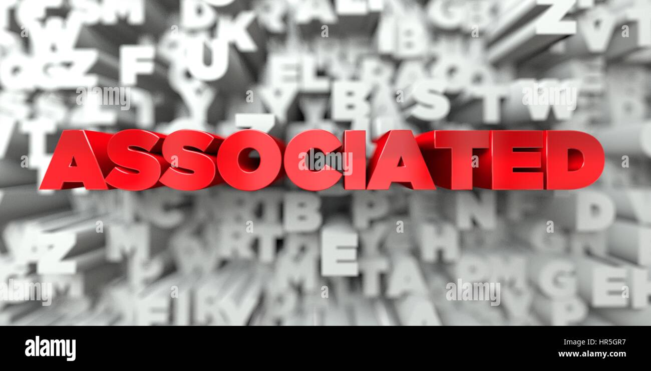 ASSOCIATED - Red text on typography background - 3D rendered royalty ...