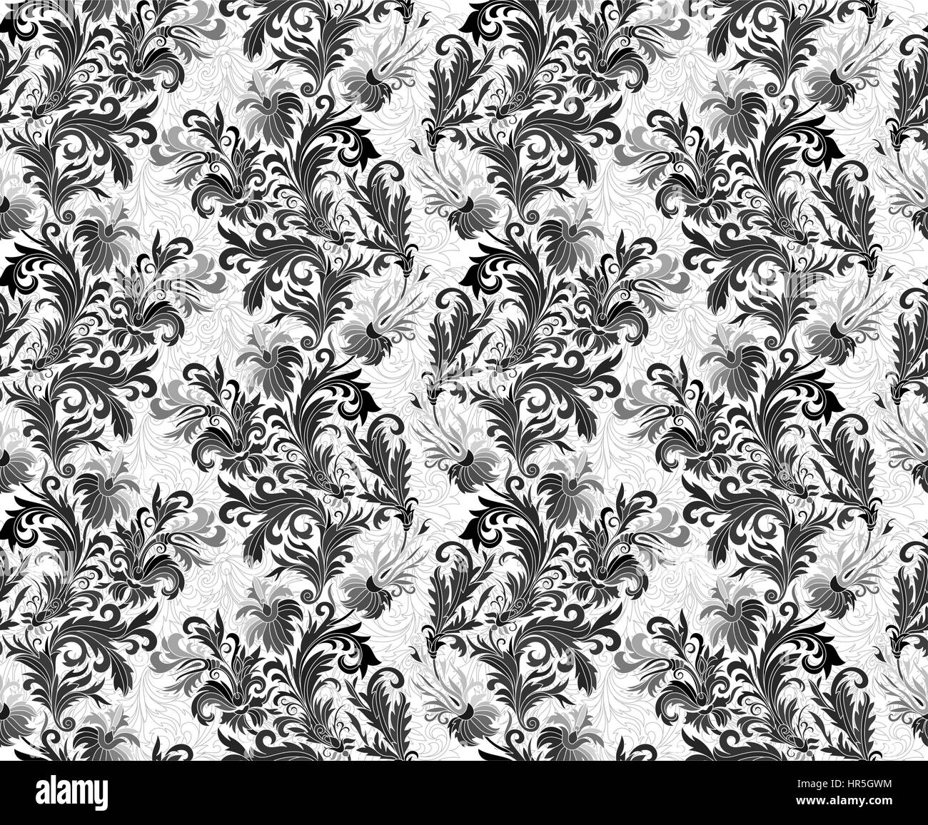 Vector illustration of seamless pattern with abstract flowers Stock ...