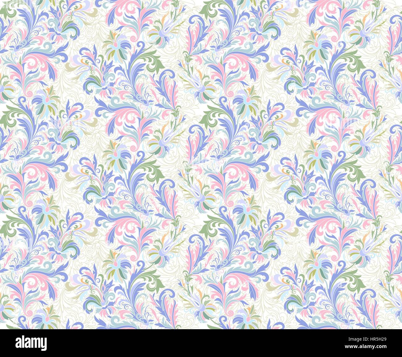 Vector illustration of seamless pattern with abstract flowers Stock ...