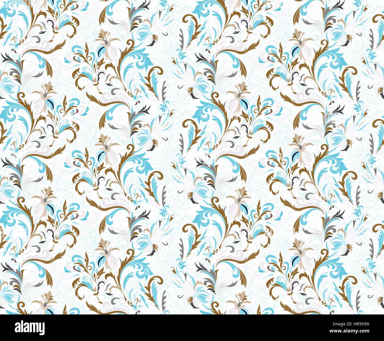 Vector illustration of seamless pattern with abstract flowers Stock ...