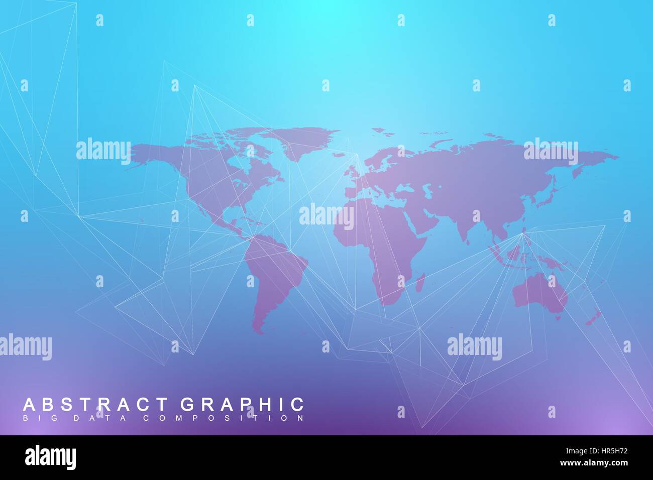 Political World Map with global technology networking concept. Digital data visualization. Lines plexus. Big Data background communication. Scientific vector illustration. Stock Vector