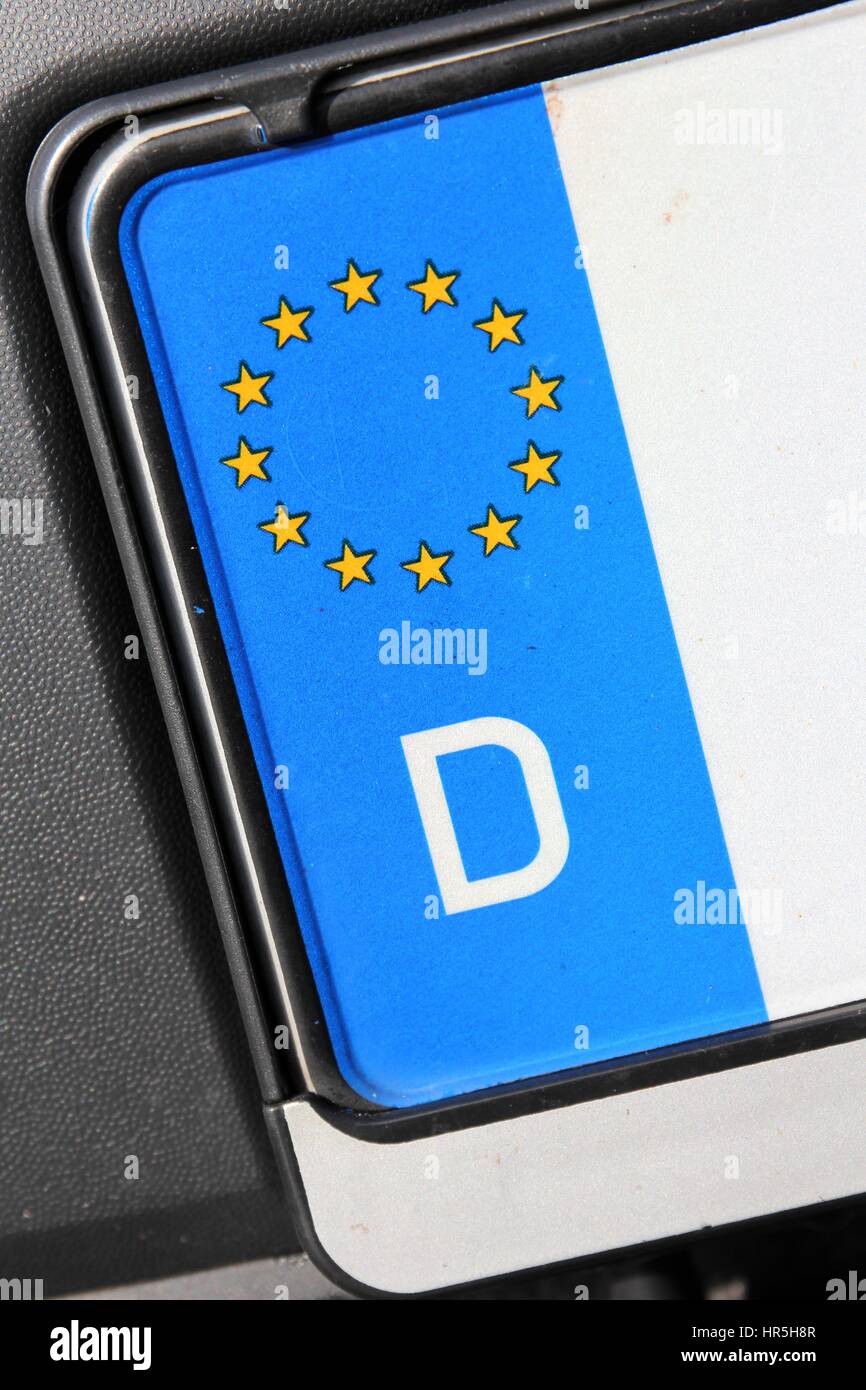 country identifier of EU car registration plate: Germany Stock Photo