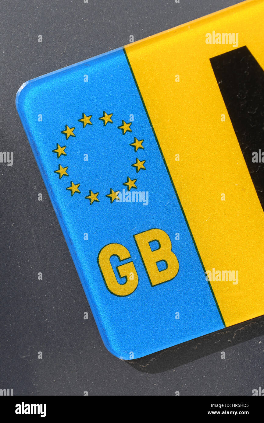 country identifier of EU car registration plate: Great Britain Stock Photo