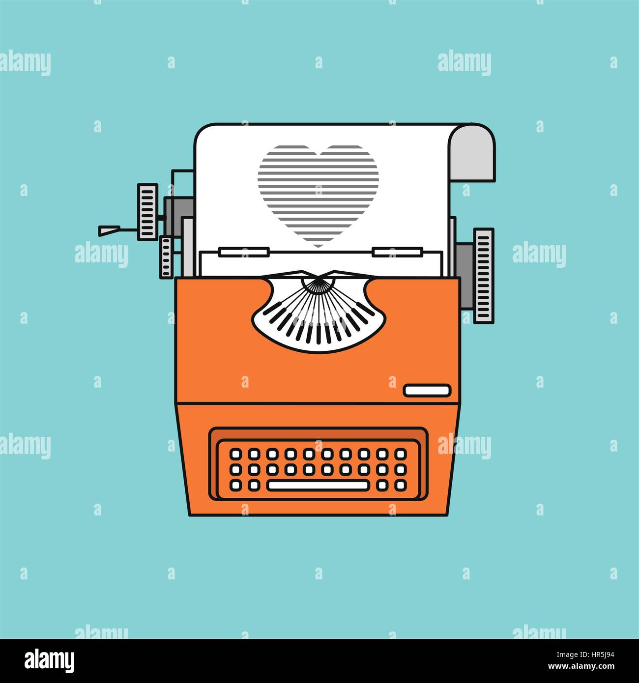 Typing machine love. Vector illustration. Stock Vector