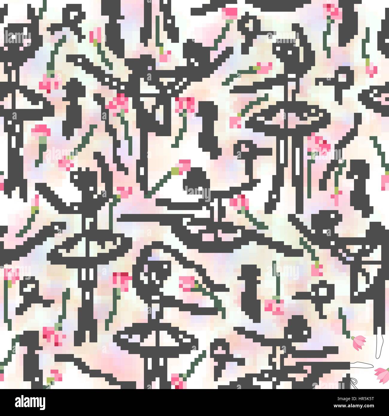 Seamless pattern with dancing ballerinas on a floral background. Vector ...