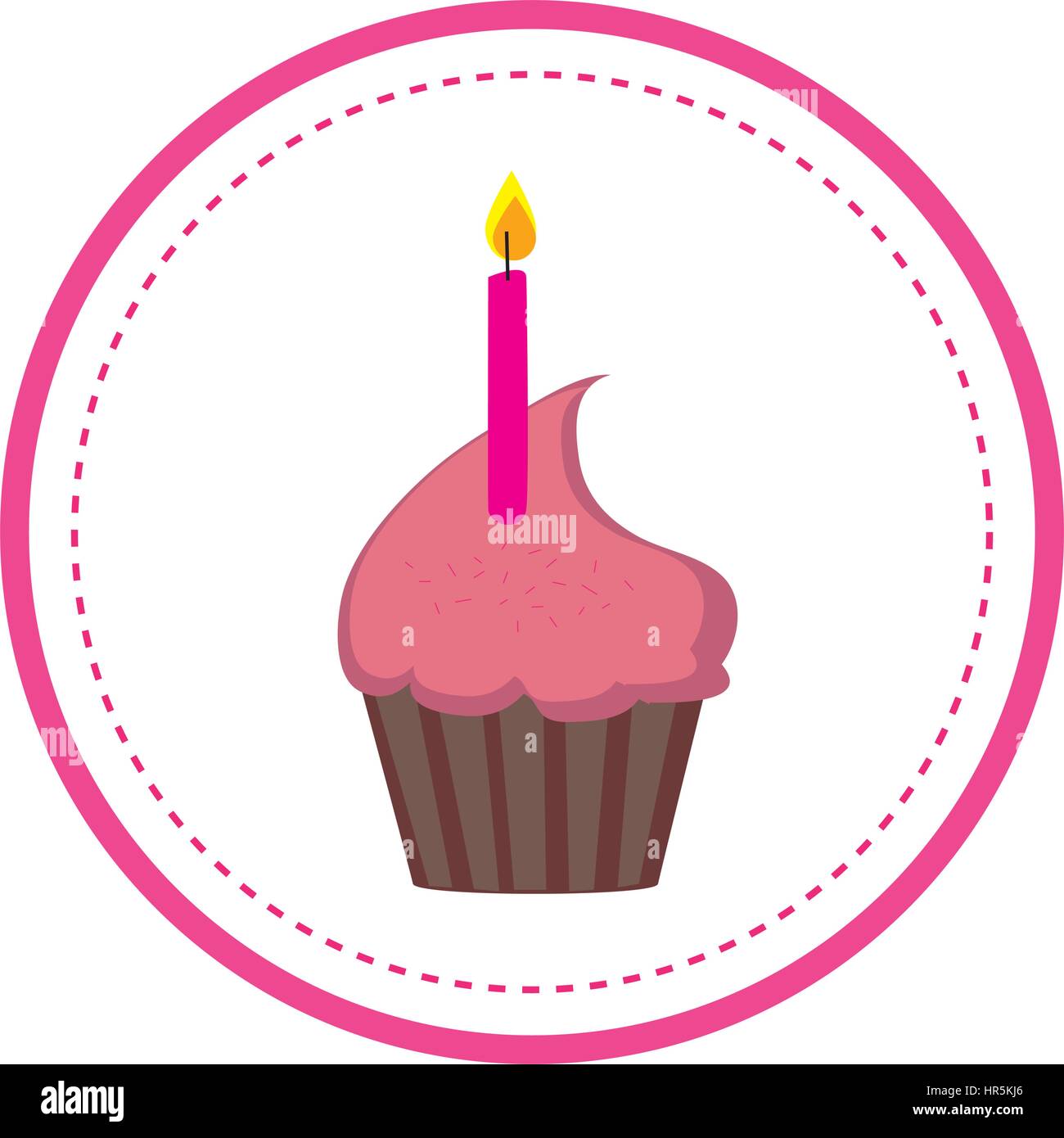 color circular frame with cupcake and candle Stock Vector Image & Art ...
