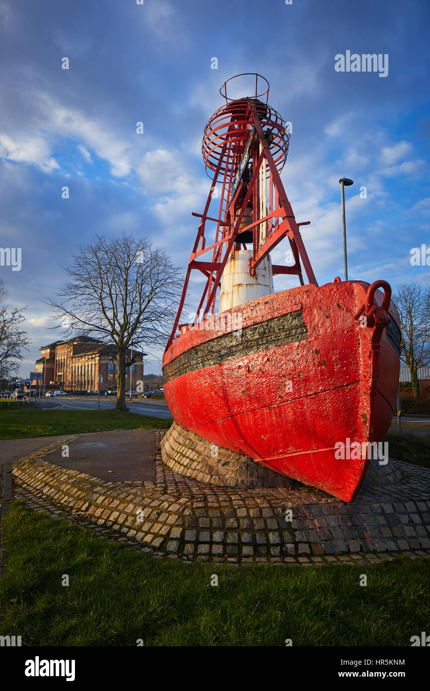 Preston Docklands entrance grounded Nelson red ‘bellboat’ buoy Preston