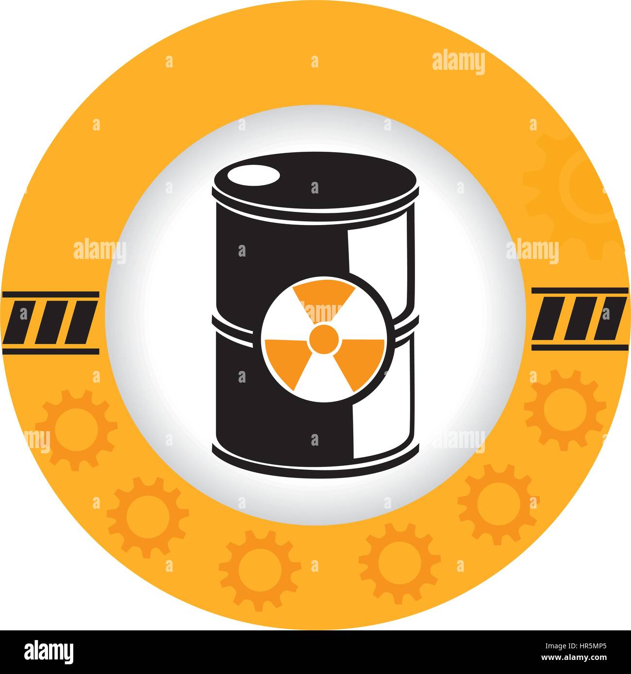 circular frame with silhouette barrels with radioactive materials Stock Vector