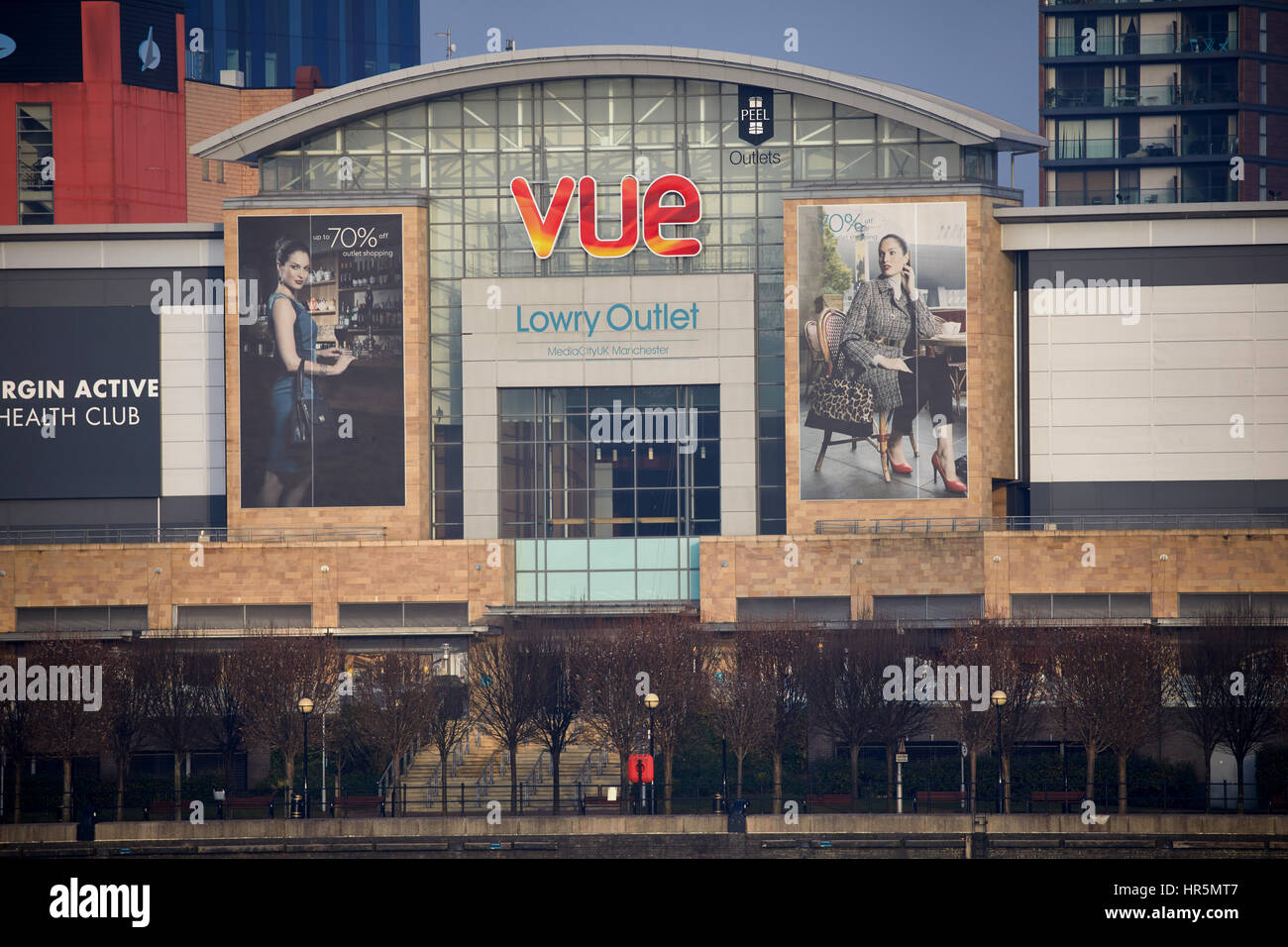 MediacityUK The Lowry Outlet Mall complex across The Manchester Ship