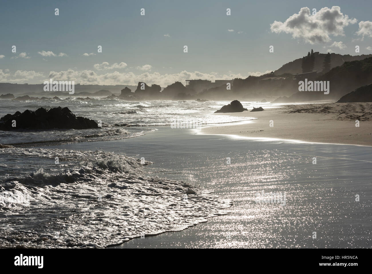 The Beach at Keurboomstrand in Late Afternoon light, Western Cape, South Africa Stock Photo