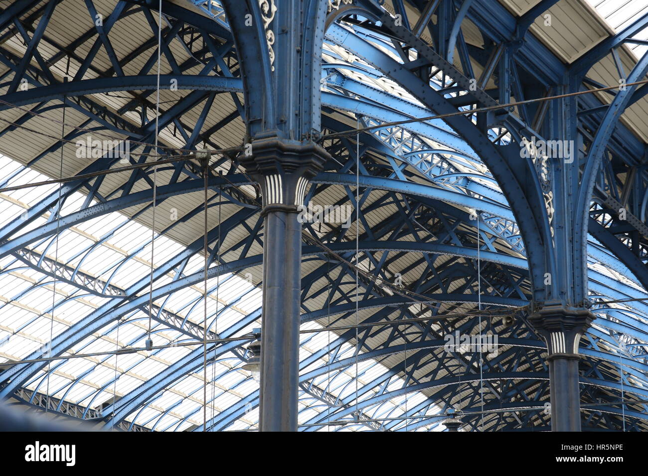 The impressive steel structure of the roof at Brighton railway station
