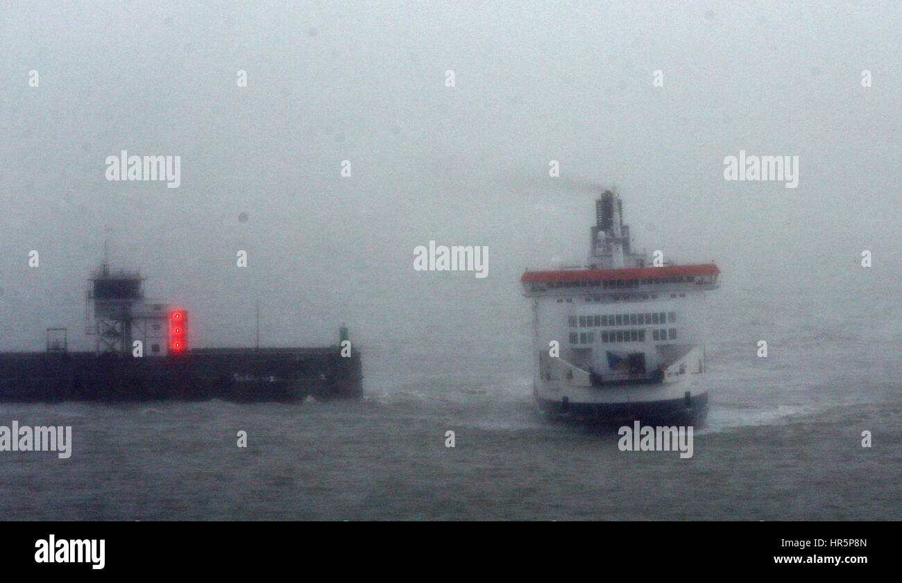 The P&O ferry Pride of Canterbury arrives at the Port of Dover in Kent