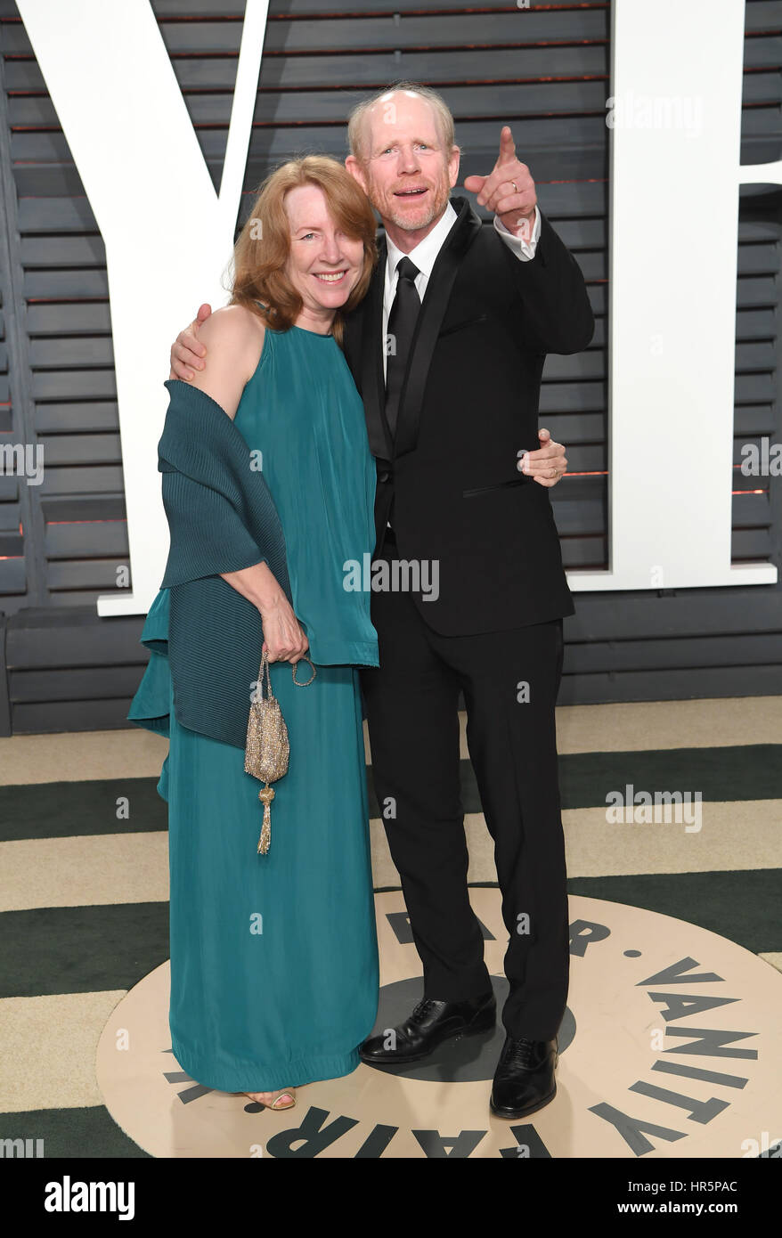 Ron Howard and Cheryl Howard arriving at the Vanity Fair Oscar Party in