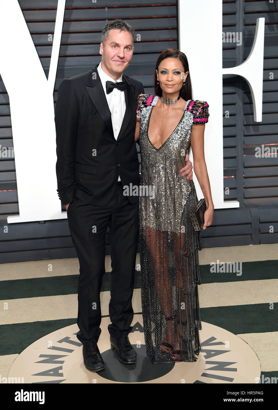 Thandie Newton and Ol Parker arriving at the Vanity Fair Oscar Party in Beverly Hills, Los Angeles, USA. Stock Photo