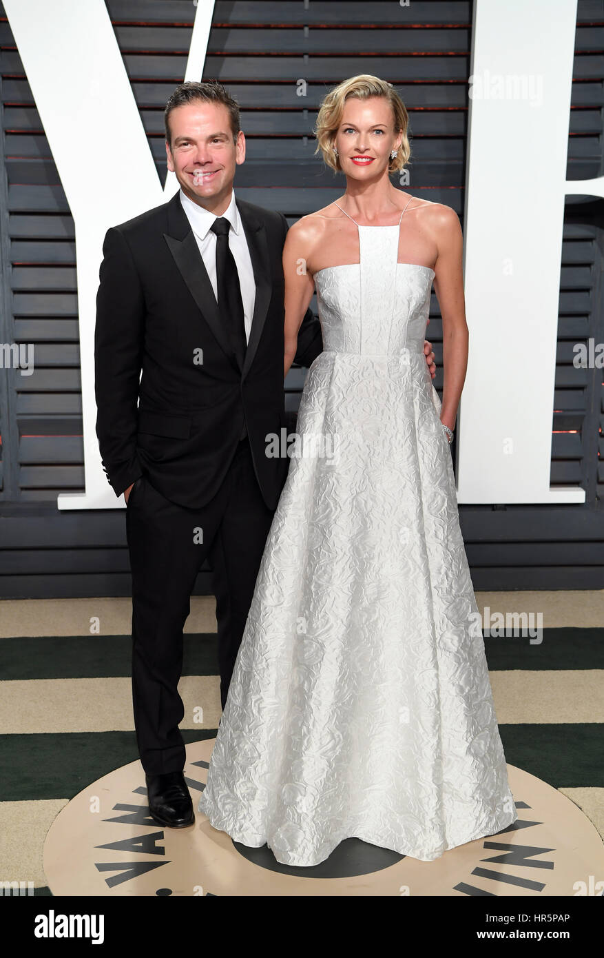 Sarah murdoch arriving vanity fair oscar party hi-res stock photography