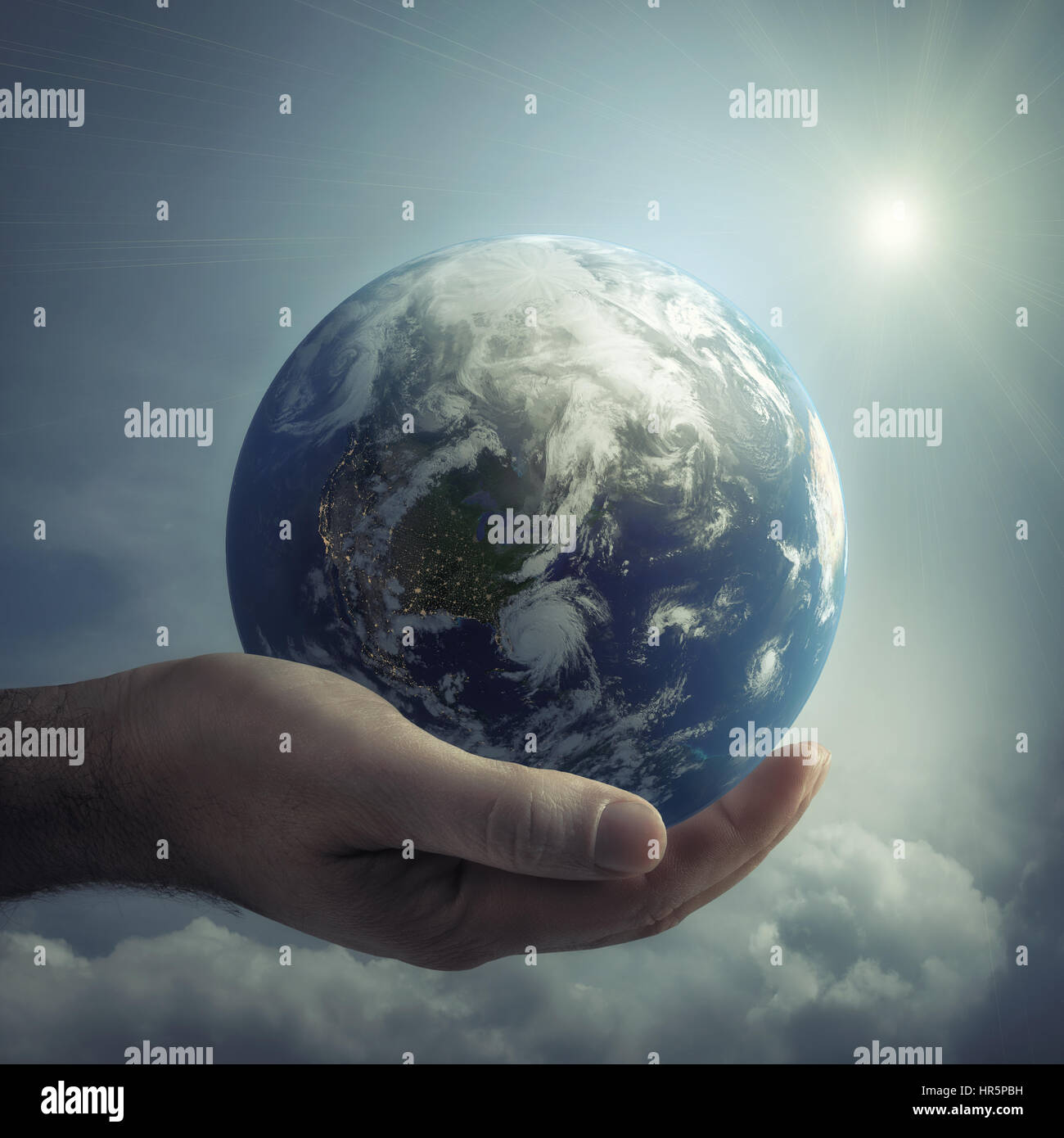 Earth on Human Hand,3d rendering Stock Photo