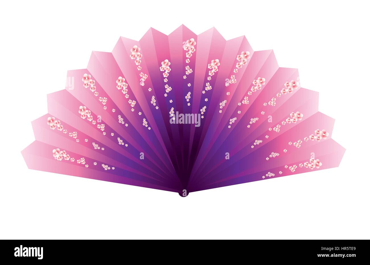 Chinese hand fan with cherry blossom Stock Vector Image \u0026 Art - Alamy, image size:1300x932