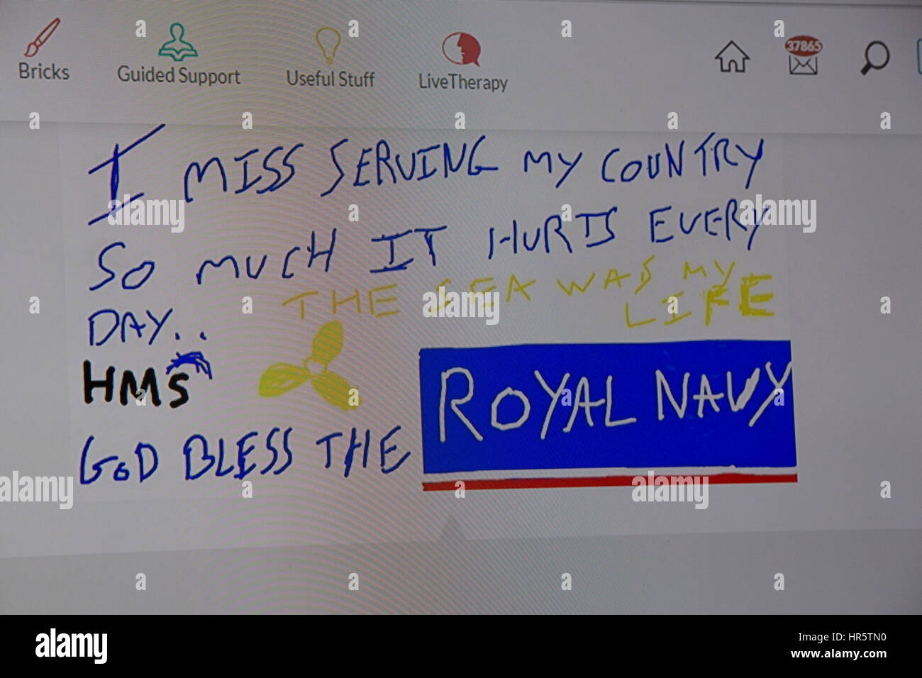 A message on a screen as Prince Harry visited the digital mental health