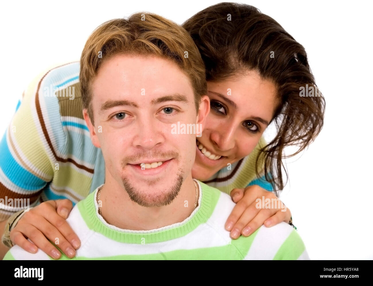 casual couple smiling - isolated over a white background Stock Photo ...