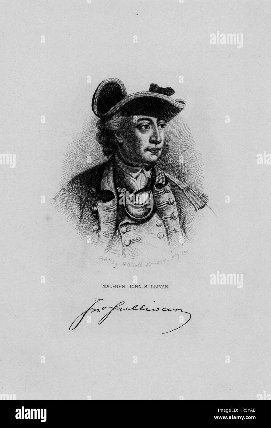 Portrait of John Sullivan, Major-General of the Continental Army and governor of New Hampshire, by Henry Bryan Hall, 1873. From the New York Public Library. Stock Photo